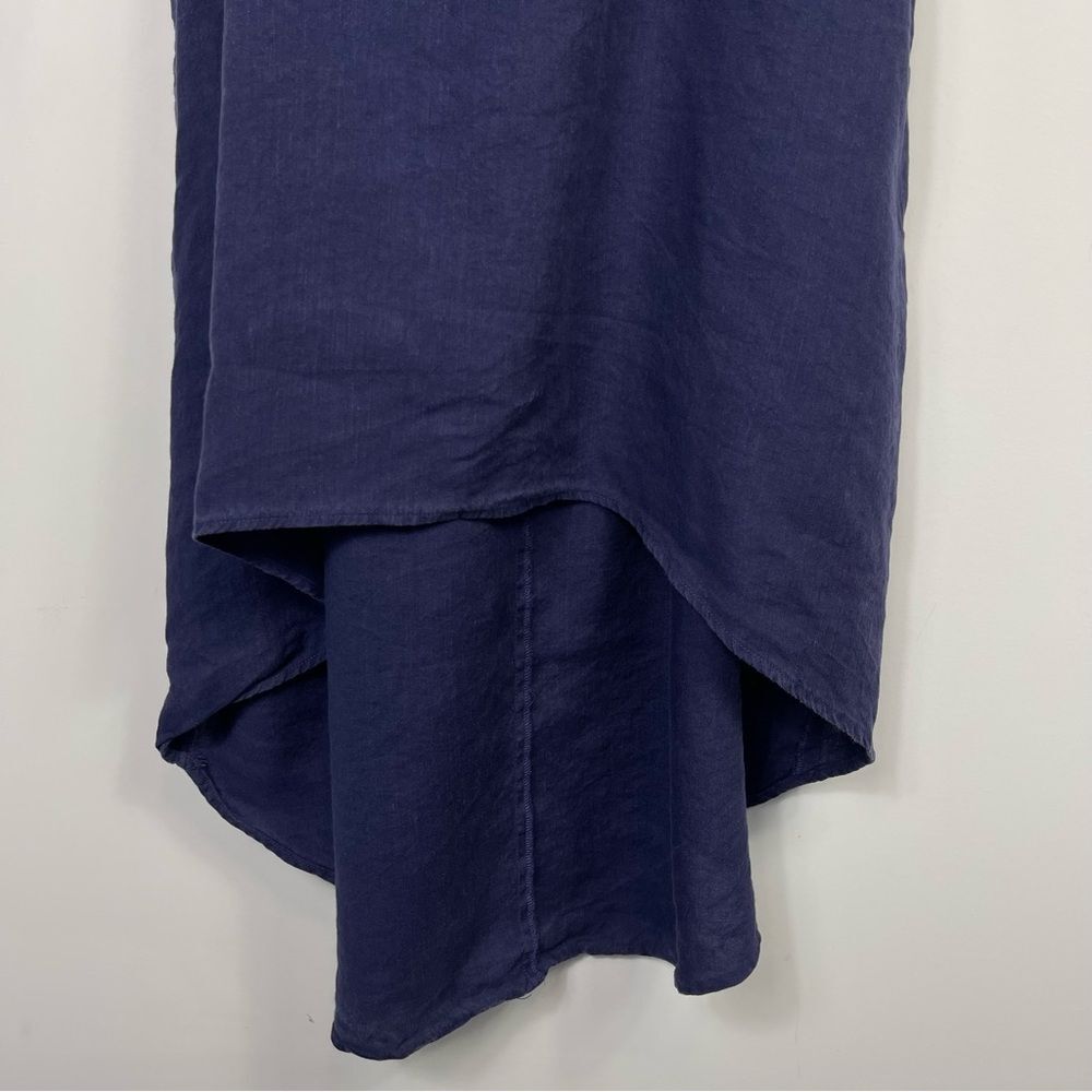 Hoodlamb Lagenlook High Low Minimalist Hemp Dress Adjustable Strap Tie Navy L - Picture 7 of 12